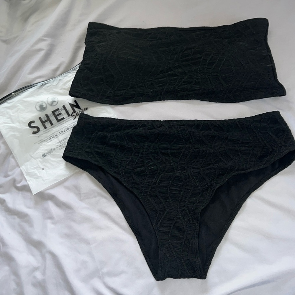 Textured Bandeau High Waist Bikini